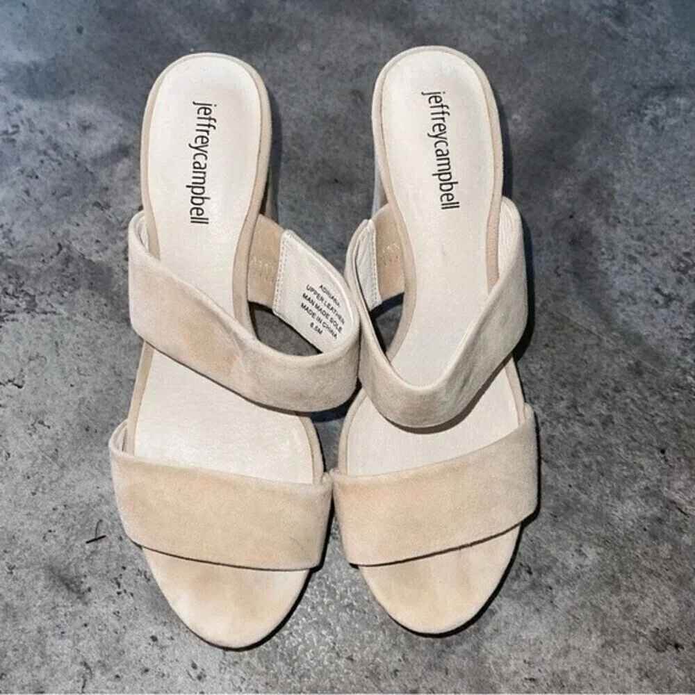 jeffery campbell adriana double strap platform nude suede heels